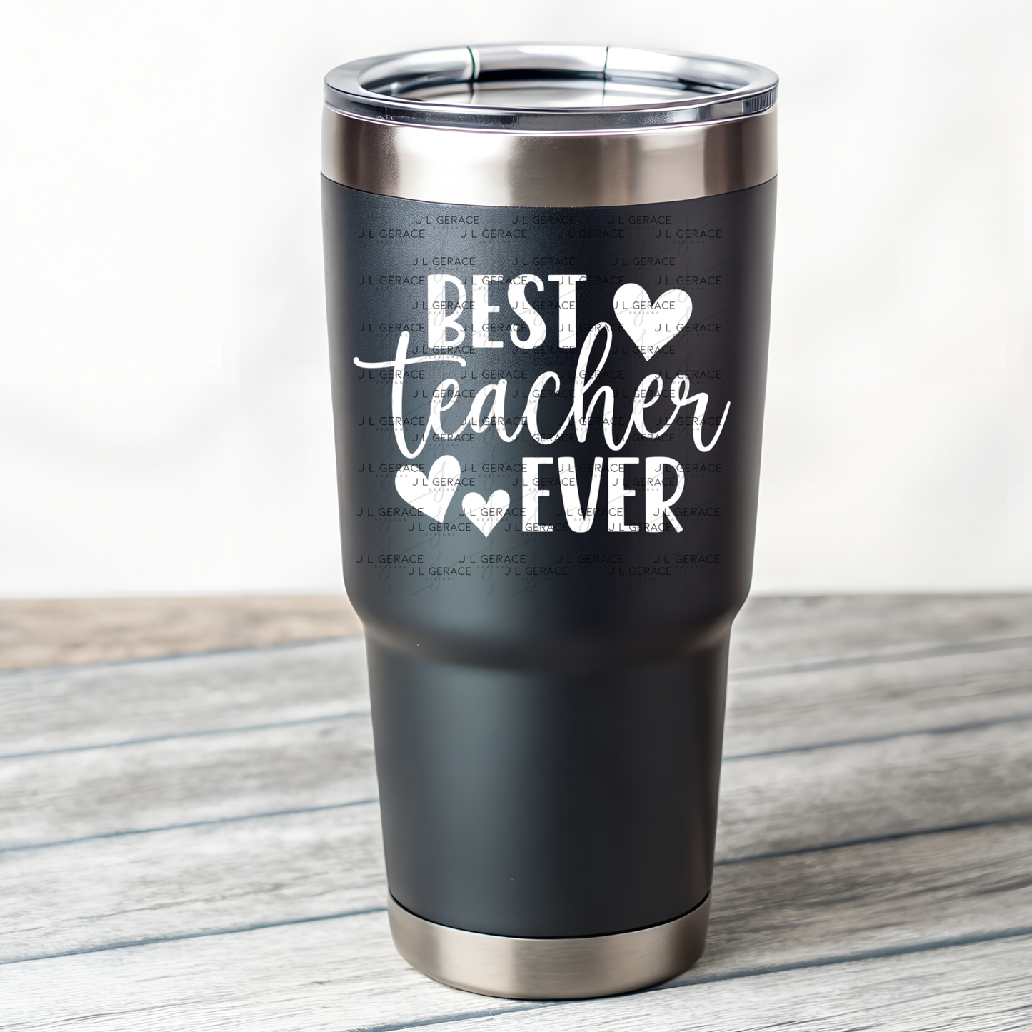 Best Teacher Ever Hearts Black and White PNG
