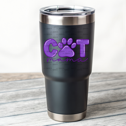 Cat Mama PNG – Purple Paw Print Pet Lover Sublimation Design