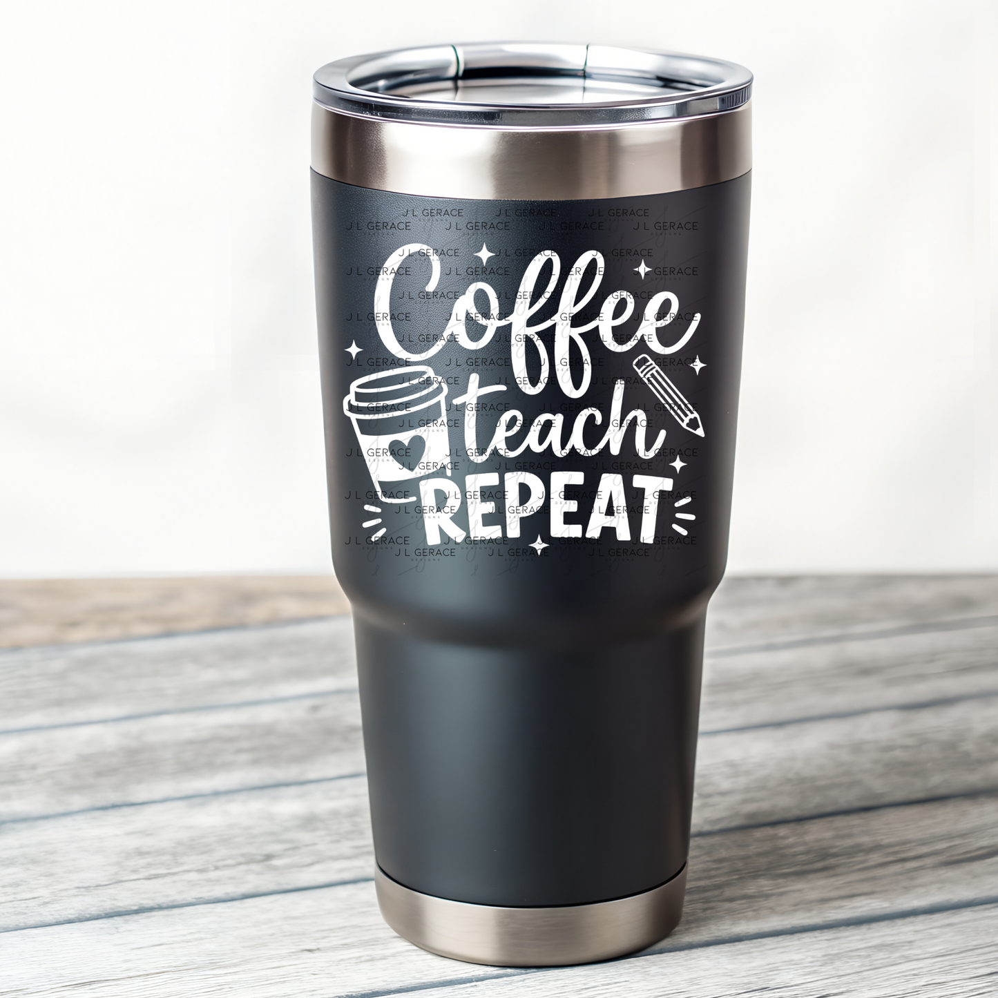 Coffee Teach Repeat Teacher PNG Bundle Digital Download (2 Colors)
