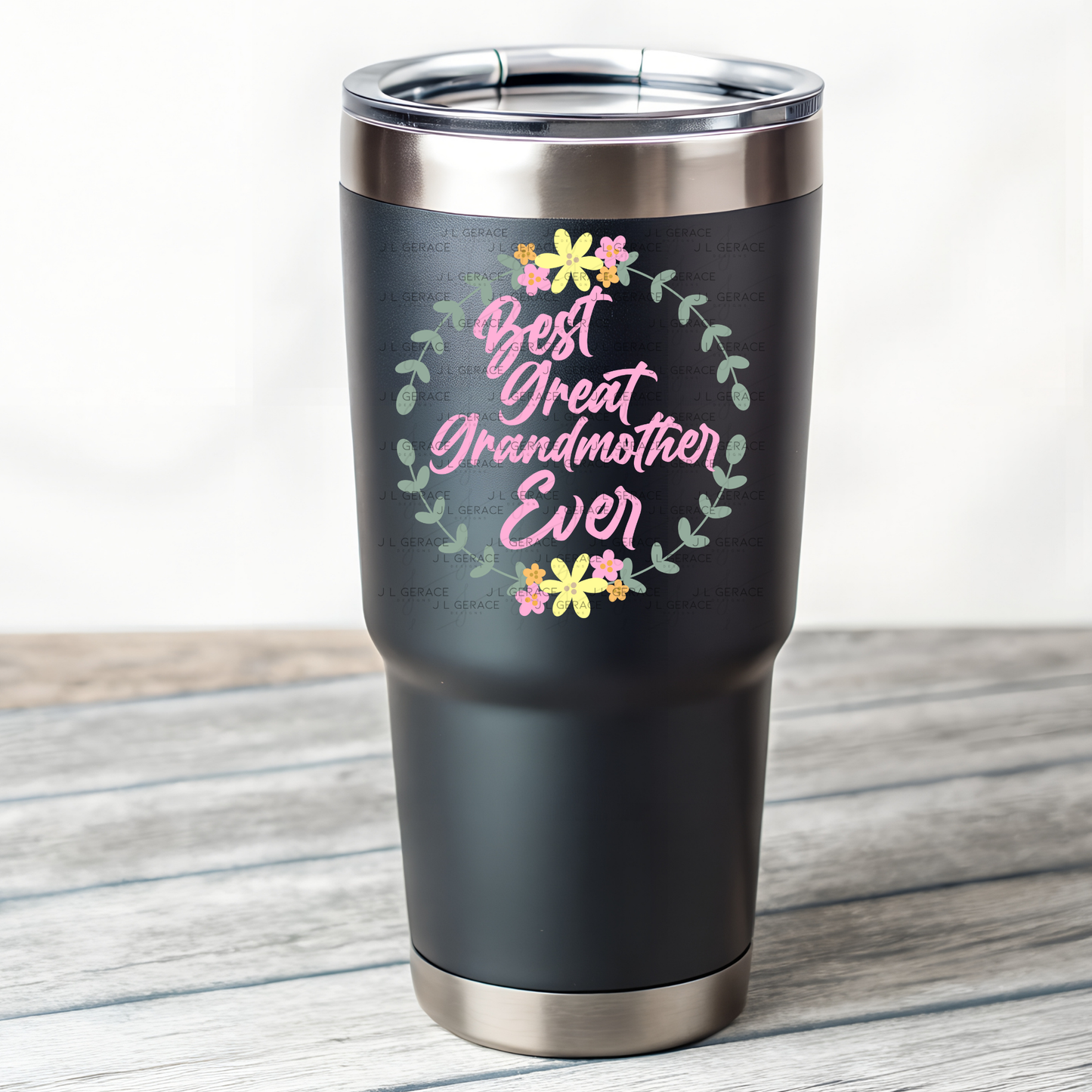Best Great Grandmother Ever PNG – Floral Wreath Script Sublimation Design