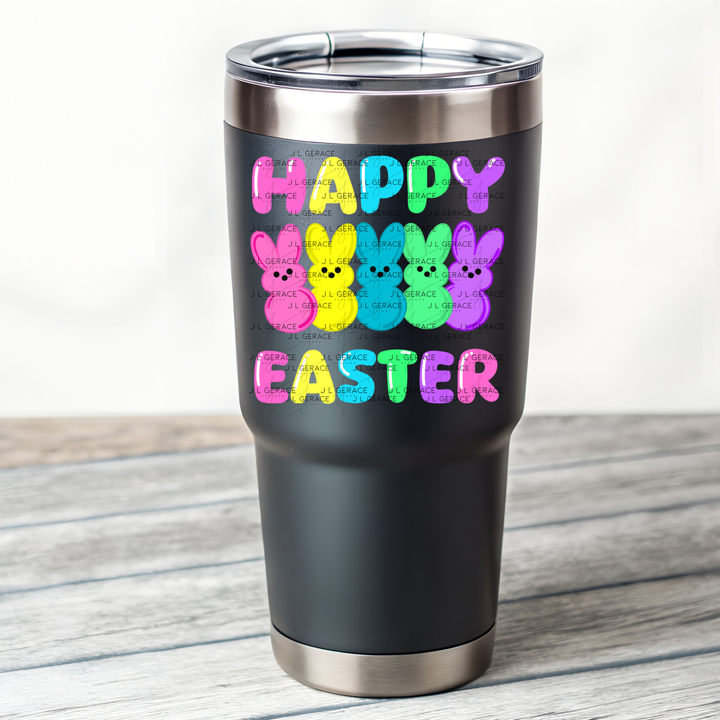 Happy Easter Bunny Clipart Sublimation PNG Peeps Bunny Colorful Design