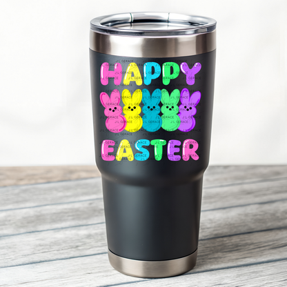 Happy Easter Bunny Clipart Sublimation PNG Peeps Bunny Colorful Design