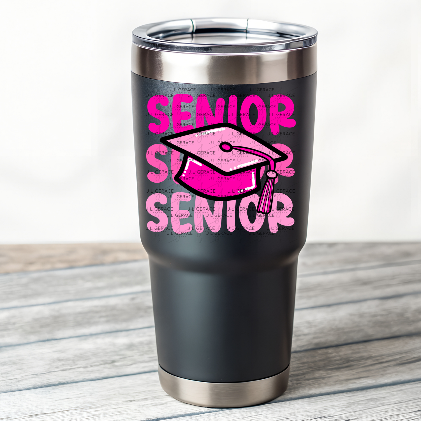 Senior PNG – Pink Graduation Cap Lettering Design