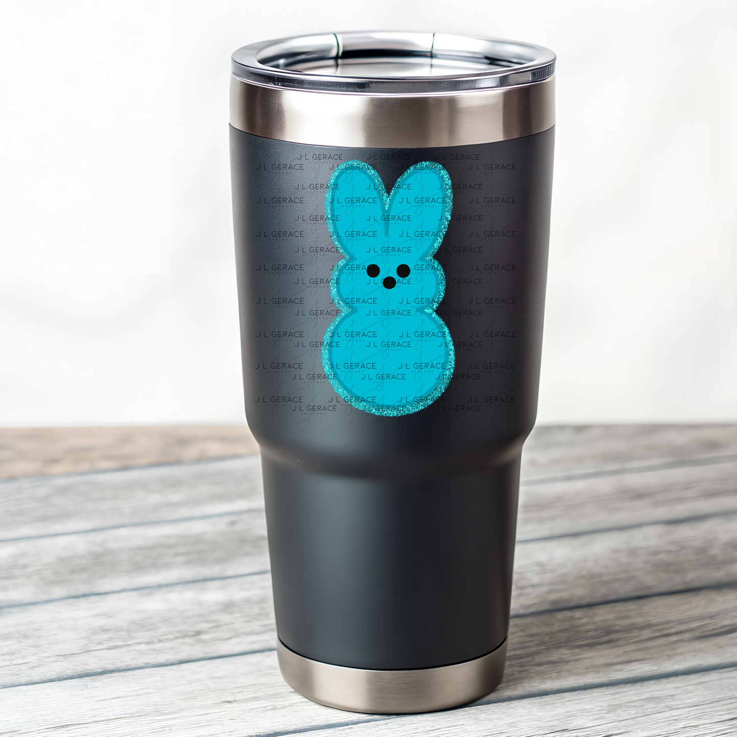 Blue Glitter Bunny Peep Easter Clipart Sublimation PNG
