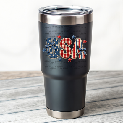 Patriotic USA Fabric Letters PNG Design