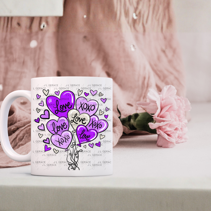 Purple Love & XOXO Heart Balloon Bouquet PNG