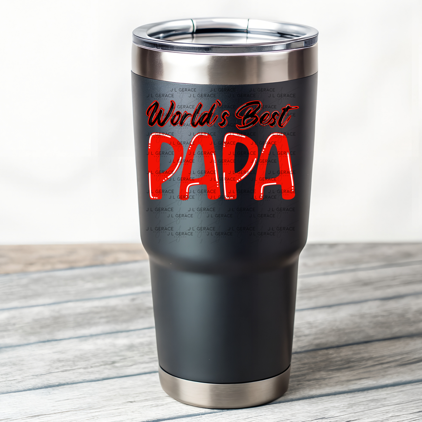 World’s Best Papa PNG – Red Glossy Typography Design