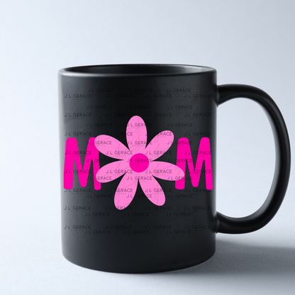 Mom Daisy Floral Pink Gradient PNG Design