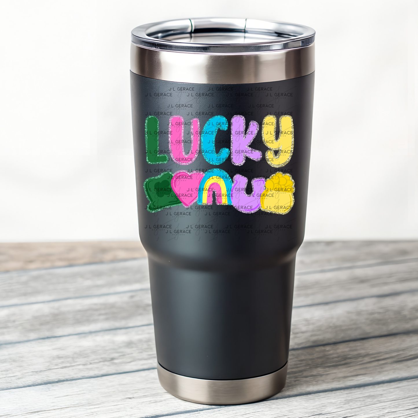 Lucky with charms - Solid Glitter Outline PNG