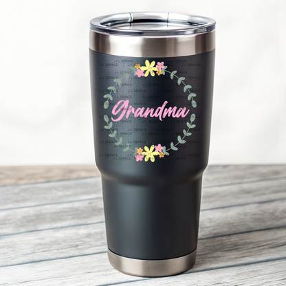 Grandma PNG – Floral Wreath Script Name Sublimation Design
