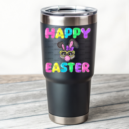Happy Easter Bunny Bubblegum Rainbow Glitter Letters Clipart Sublimation PNG