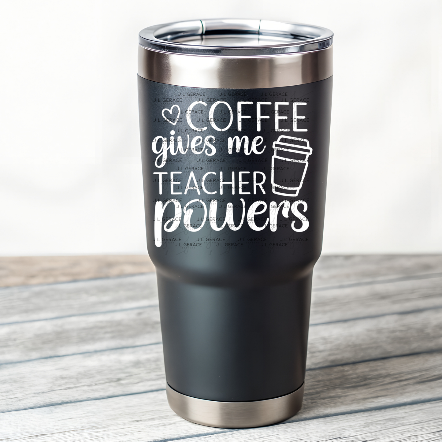 Coffee Gives Me Teacher Powers Black and White PNG (2 Colors)