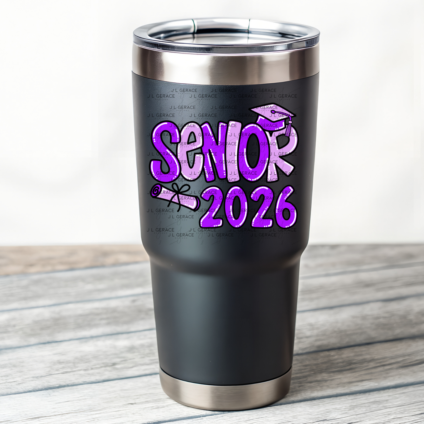 Senior 2026 PNG – Purple Graduation Cap and Diploma Design