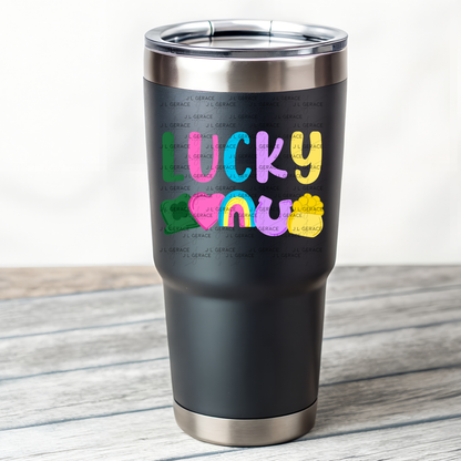 Lucky PNG, St Patrick Shirt Design, Rainbow Shamrock Sublimation PNG Download