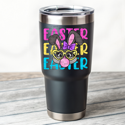EASTER EASTER EASTER Bunny with Glasses Pink - Yellow - Blue PNG