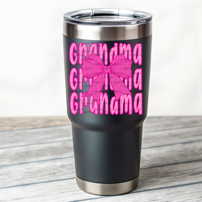 Grandma PNG – Pink Bow Layered Name Sublimation Design
