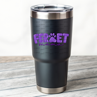 Ferret Mama PNG – Purple Paw Print Design for Pet Lovers