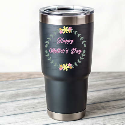 Happy Mothers Day PNG – Floral Wreath Sublimation Design