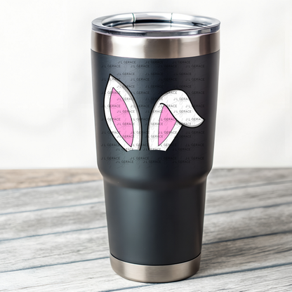 White Easter Bunny Ears Black Outline PNG