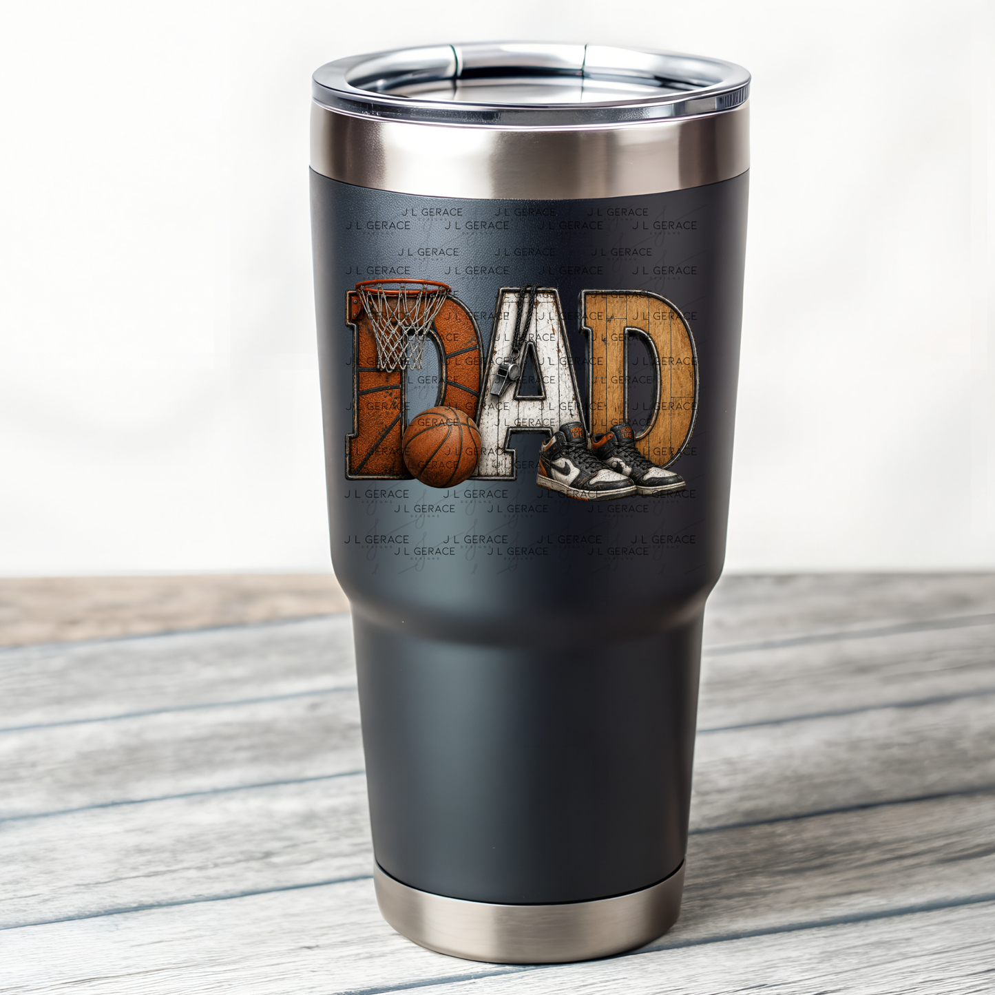 Dad PNG – Basketball Hoop Life Design with Ball Sneakers and Whistle