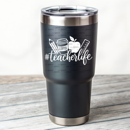 Teacherlife School Supplies Black and White PNG (2 Colors)