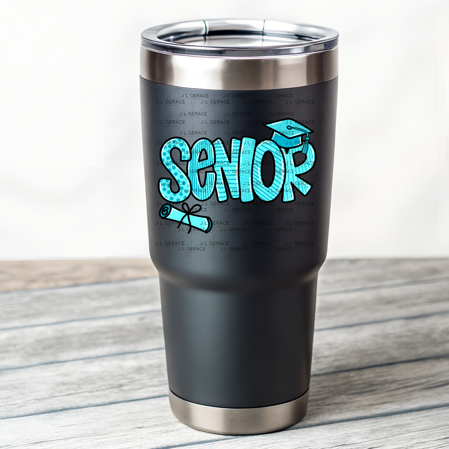 Senior PNG – Teal Pattern Graduation Sublimation Design