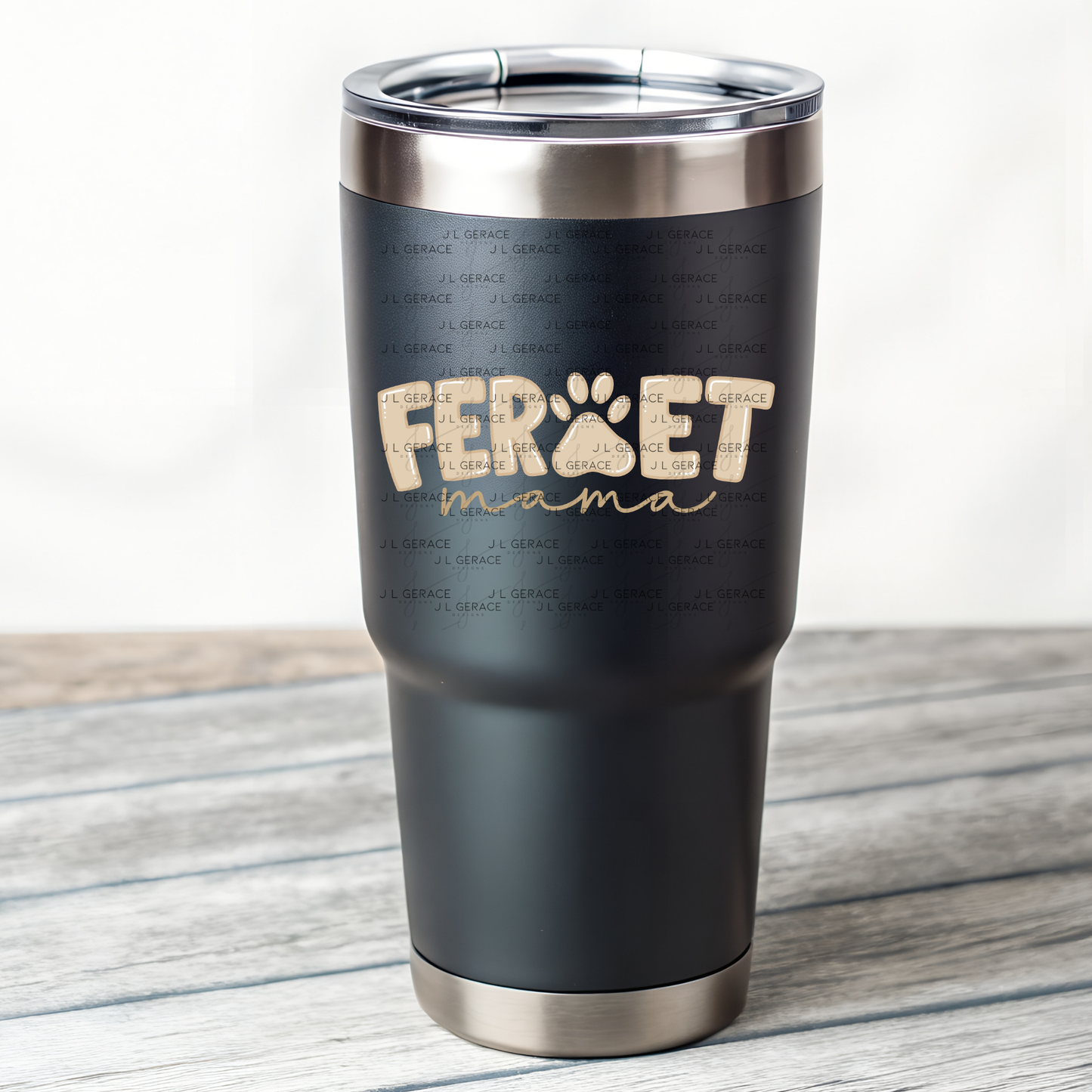 Ferret Mama PNG – Neutral Tan Paw Print Design for Pet Lovers