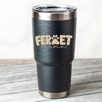 Ferret Mama PNG – Neutral Tan Paw Print Design for Pet Lovers
