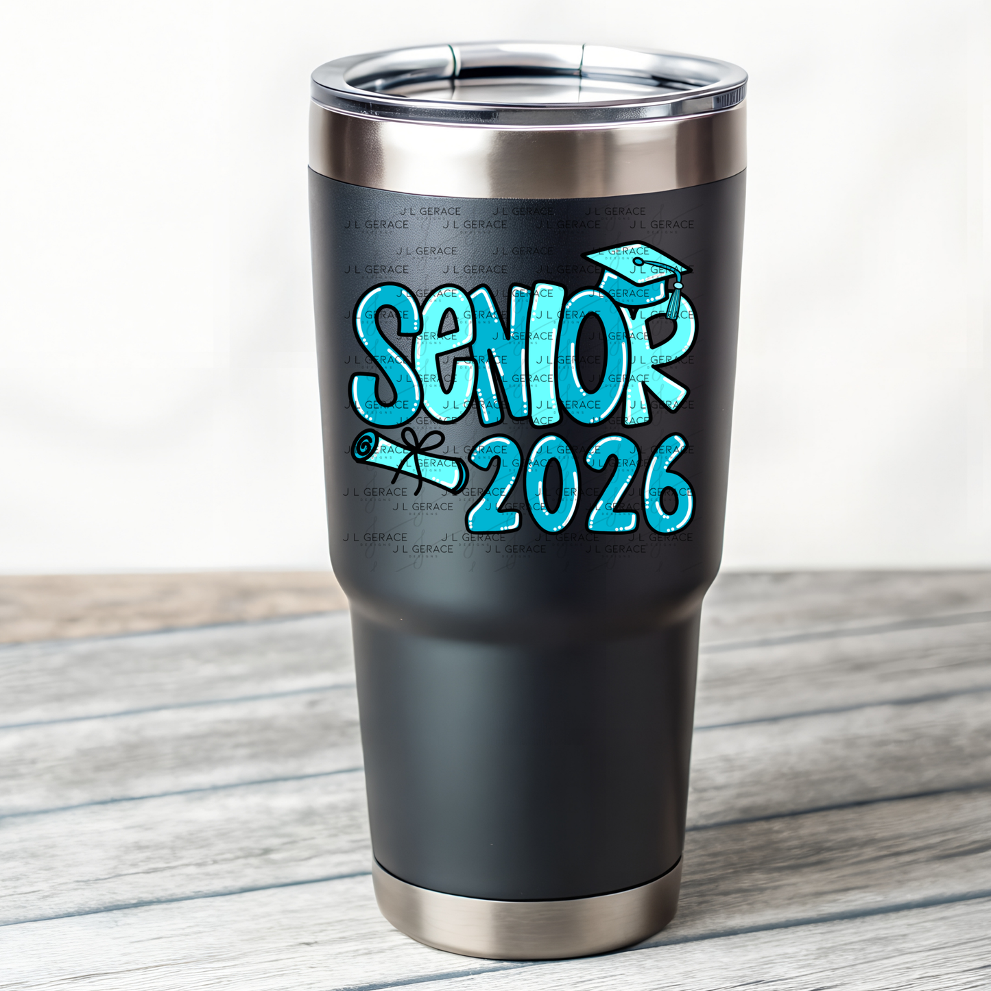Senior 2026 PNG – Turquoise Graduation Cap and Diploma Design