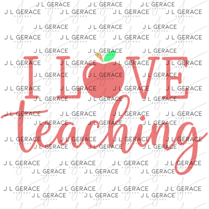 I Love Teaching Apple Teacher Colorful PNG