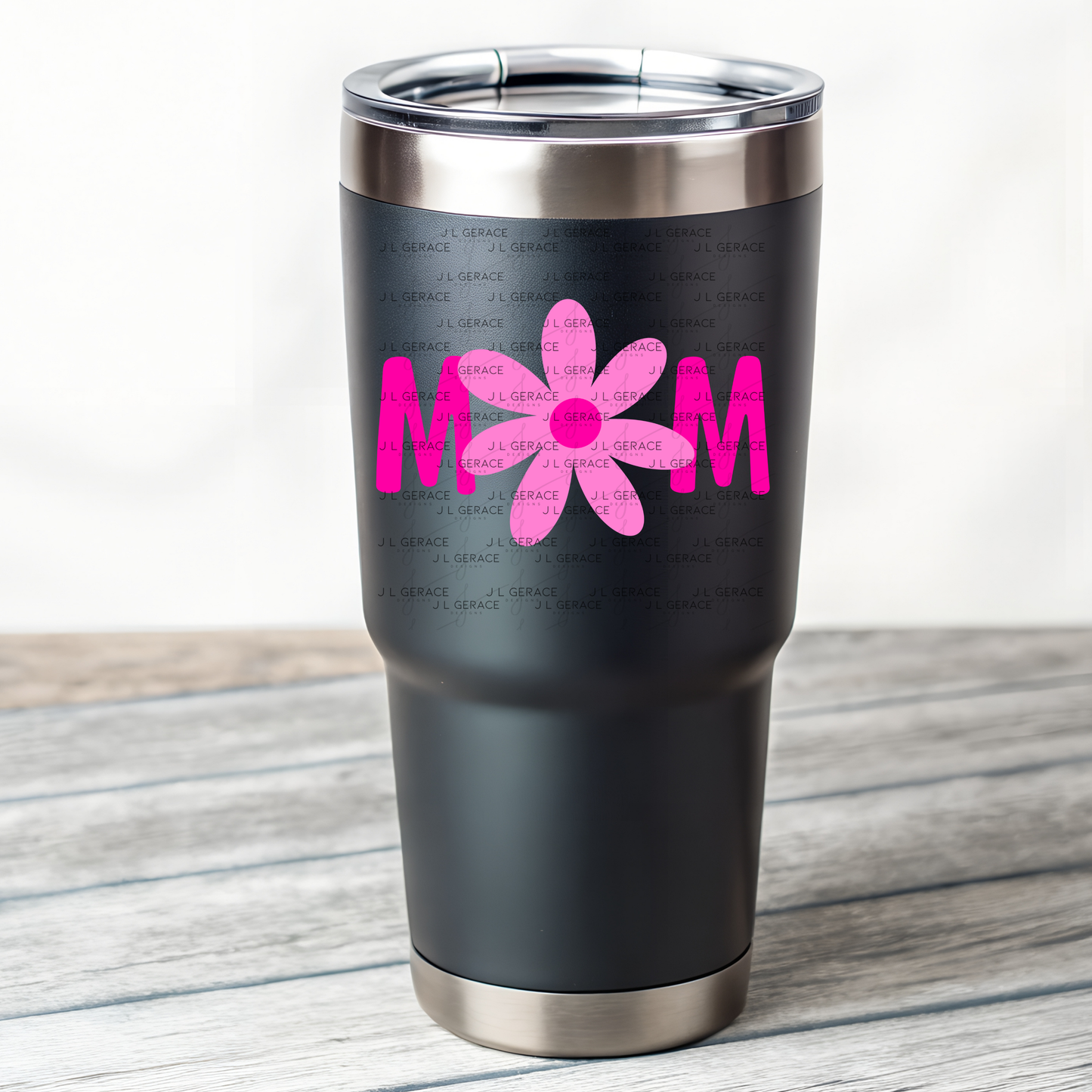 Mom Daisy Floral Pink Gradient PNG Design