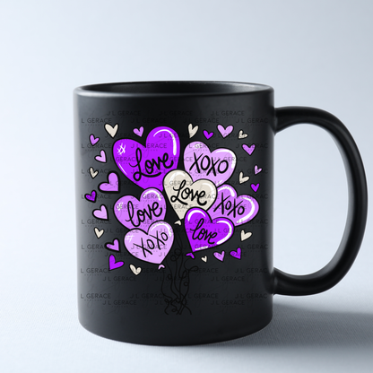 Purple Love & XOXO Heart Balloon Bouquet PNG