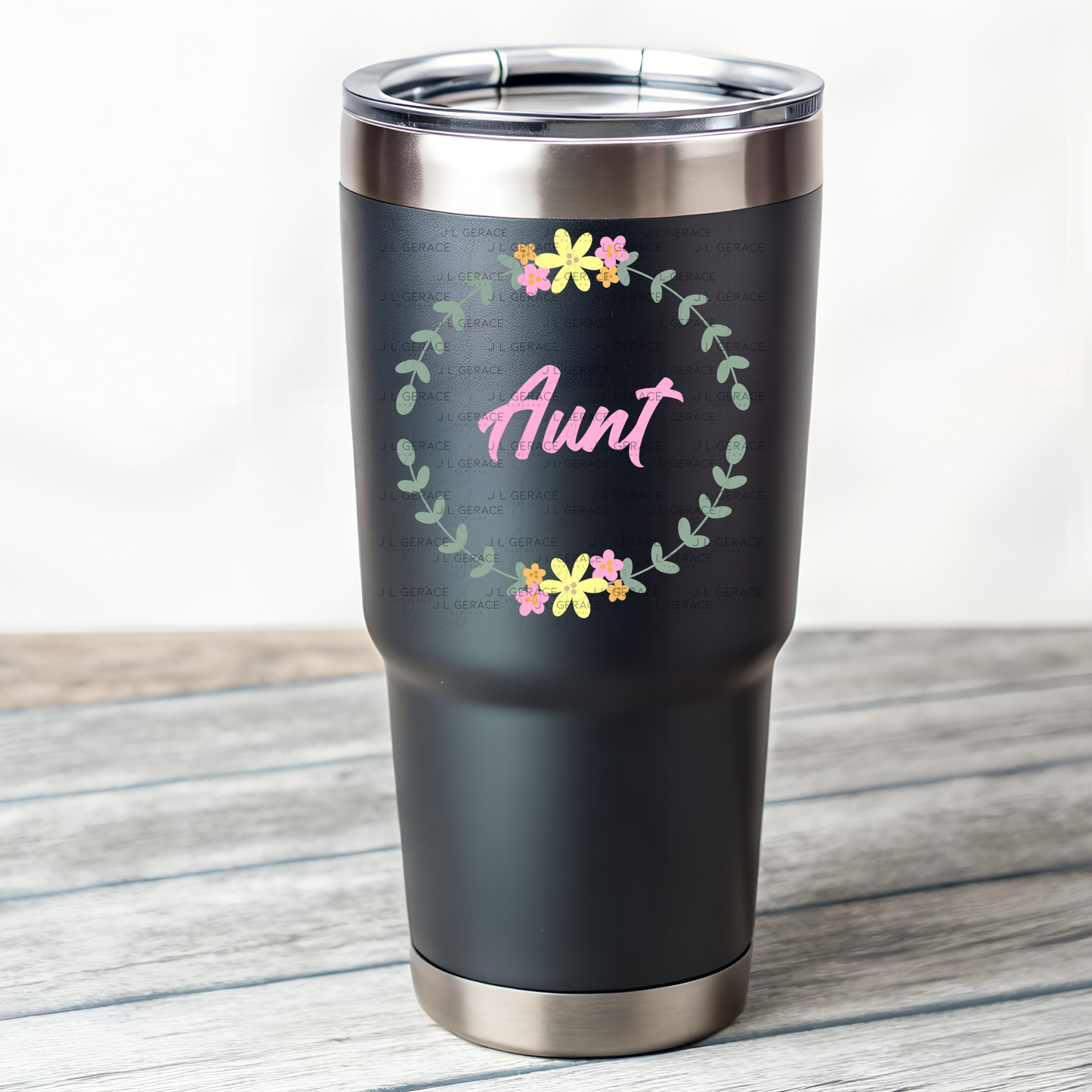 Aunt PNG – Floral Wreath Script Sublimation Design