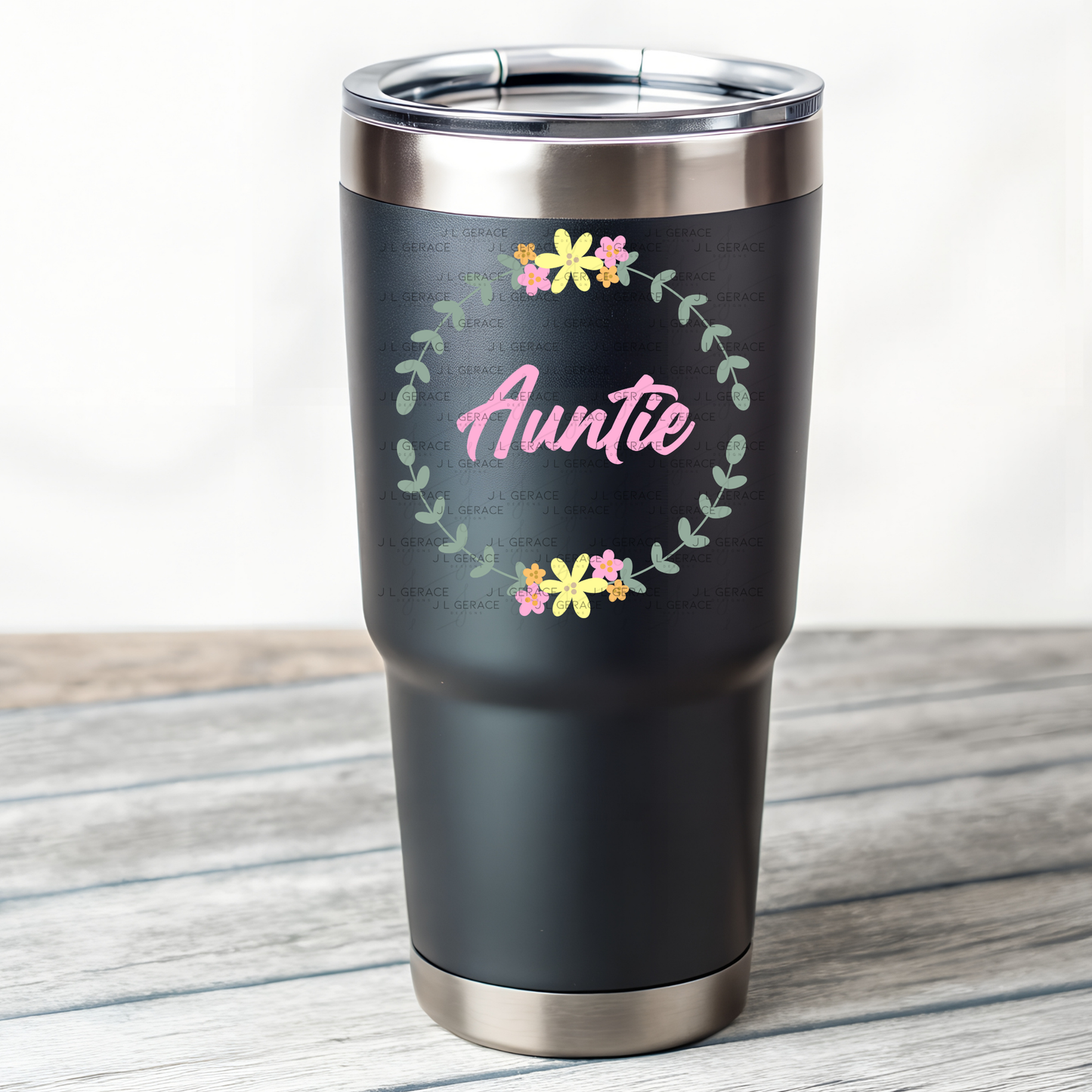 Auntie PNG – Floral Wreath Script Sublimation Design
