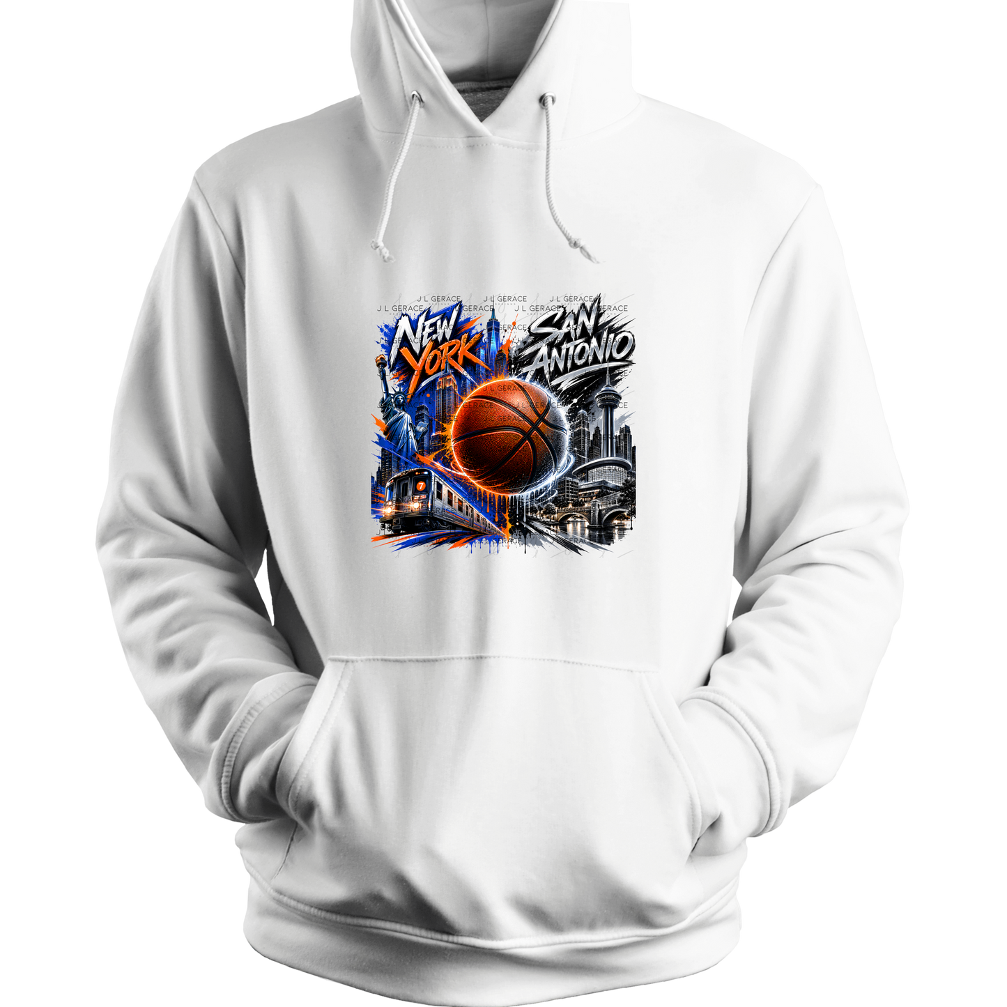 New York vs San Antonio Graffiti Basketball PNG Design