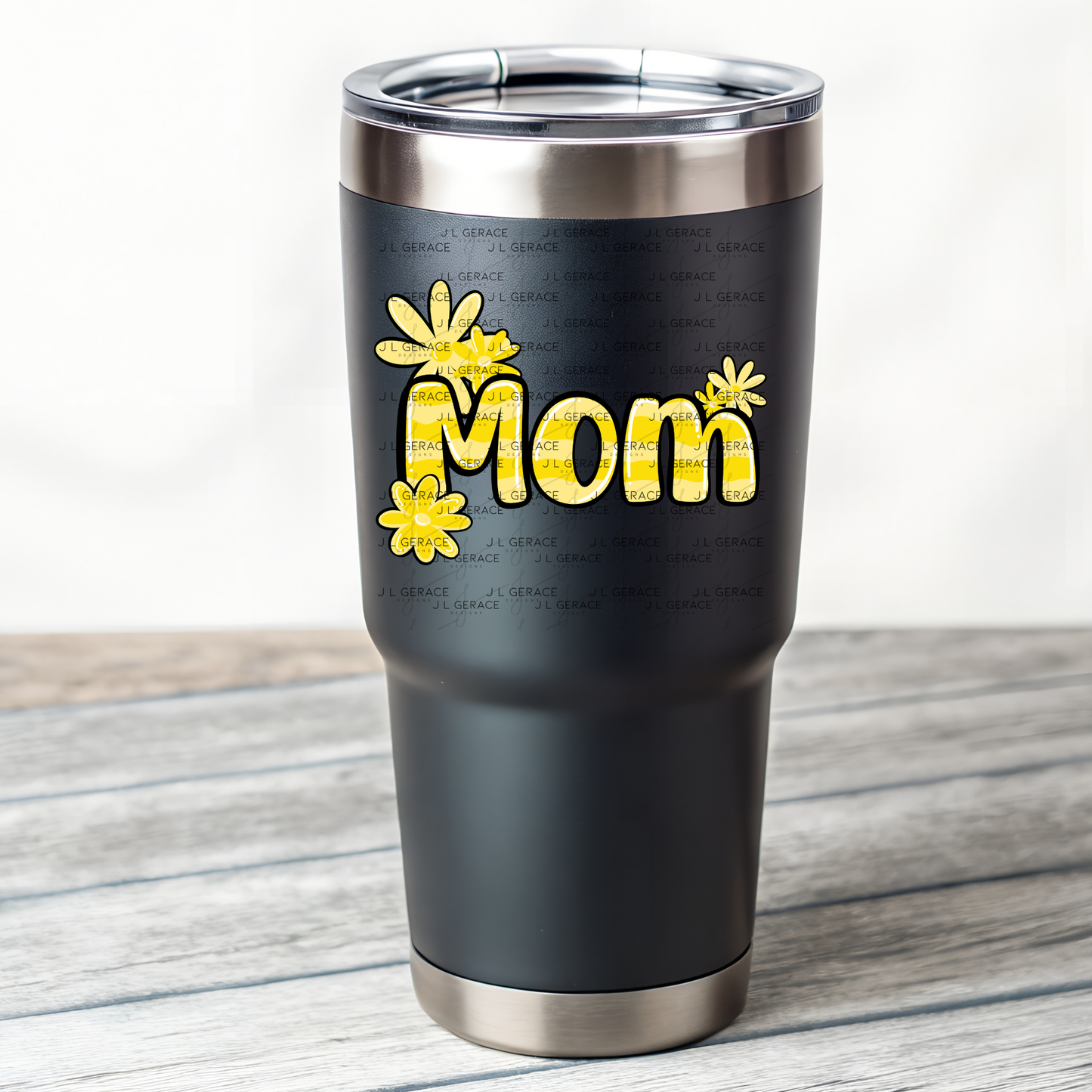 Mom Daisy and Stripes Floral Yellow PNG Design