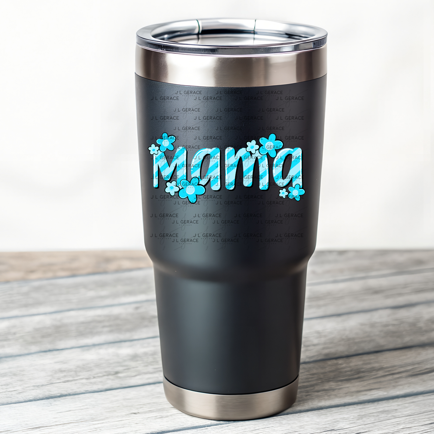 Mama Daisy Floral Blue PNG Design