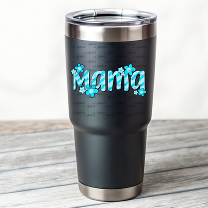 Mama Daisy Floral Blue PNG Design