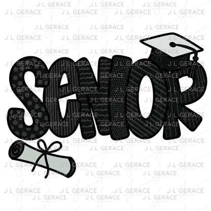 Senior PNG – Pattern Letter Graduation Sublimation Design