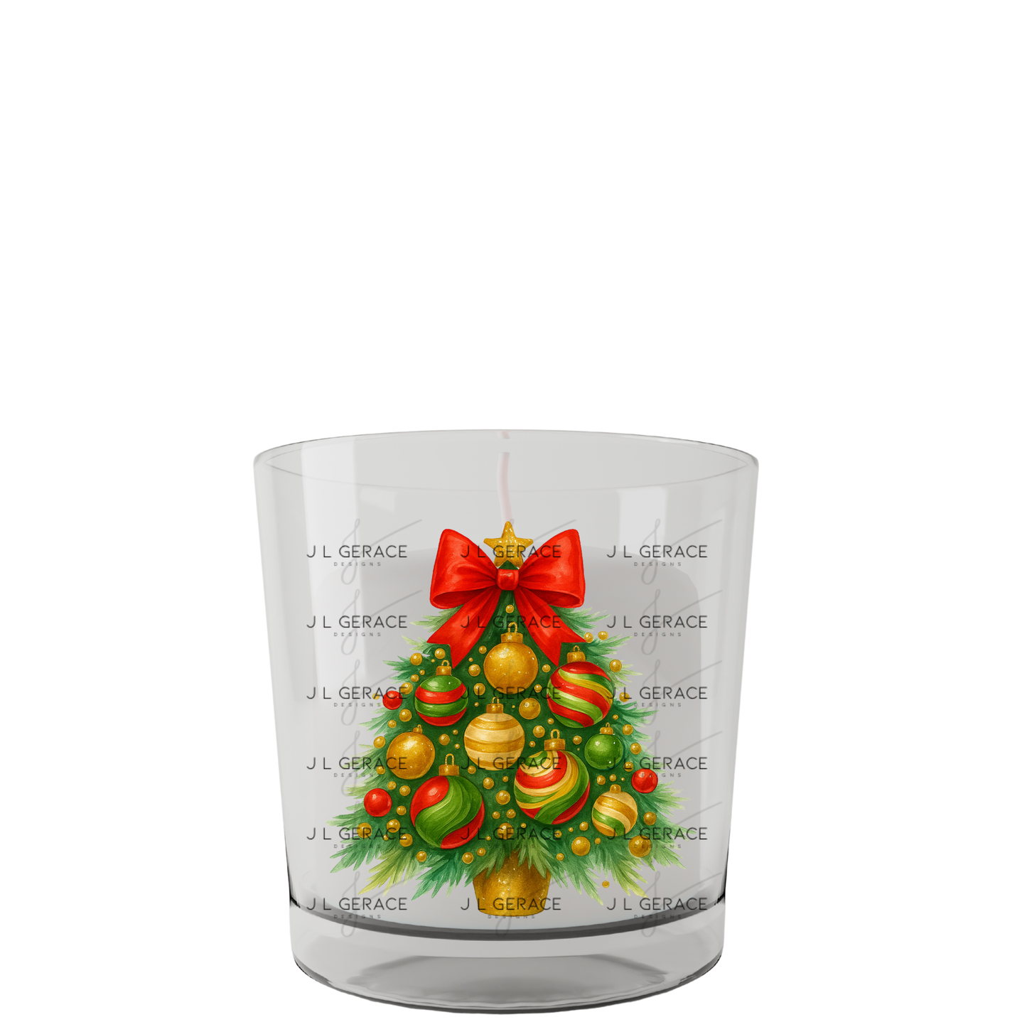 Traditional Red & Gold Christmas Tree PNG Clipart – Glossy Ornament Holiday Design