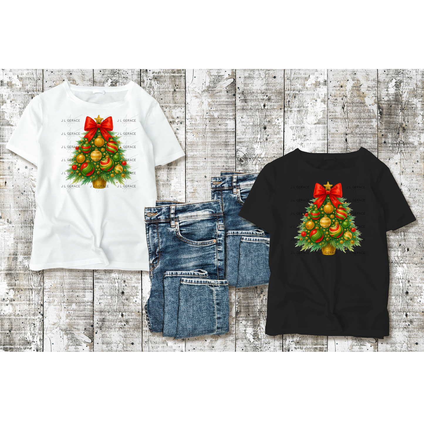 Traditional Red & Gold Christmas Tree PNG Clipart – Glossy Ornament Holiday Design