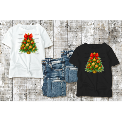 Traditional Red & Gold Christmas Tree PNG Clipart – Glossy Ornament Holiday Design