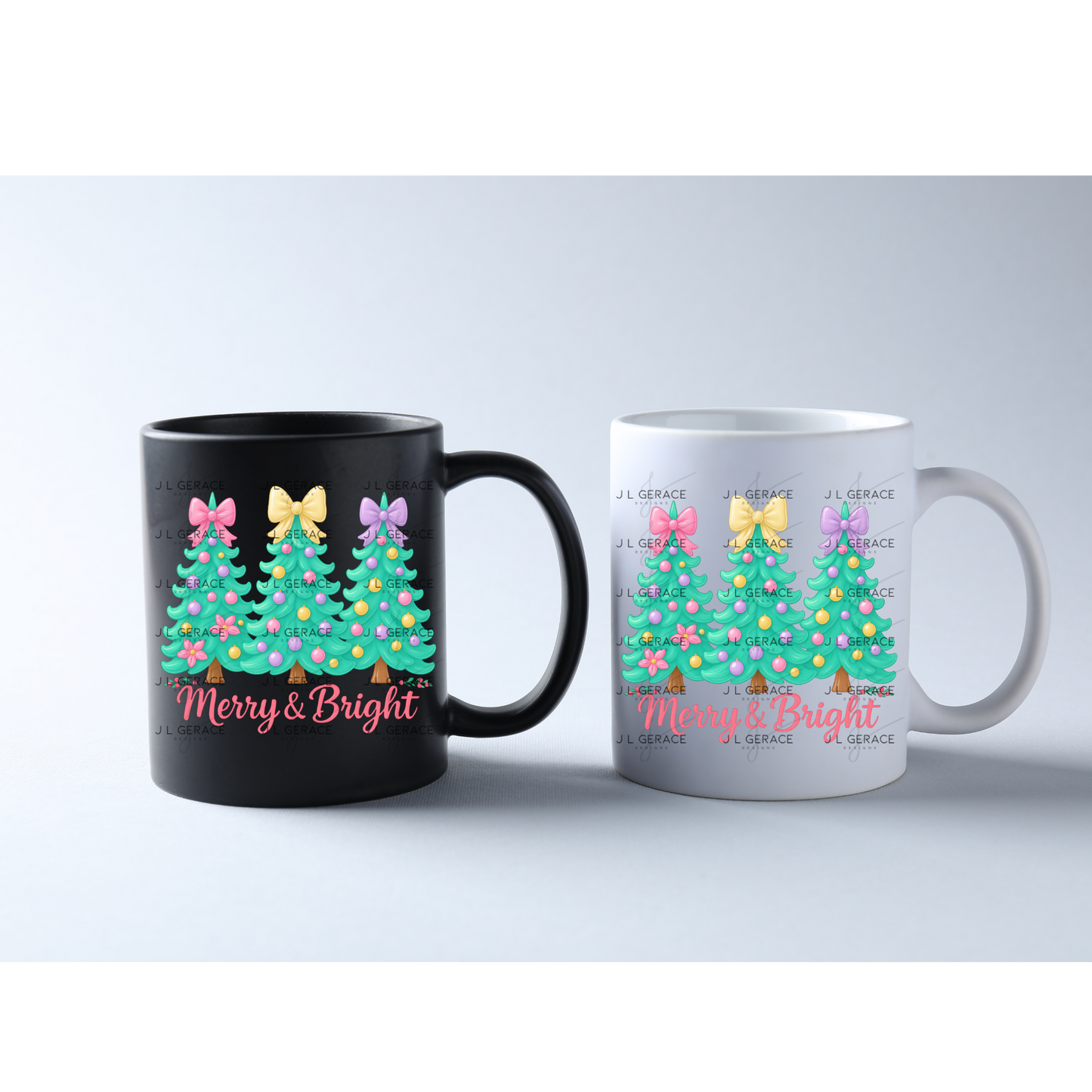 Merry & Bright Pastel Christmas Trees PNG Clipart