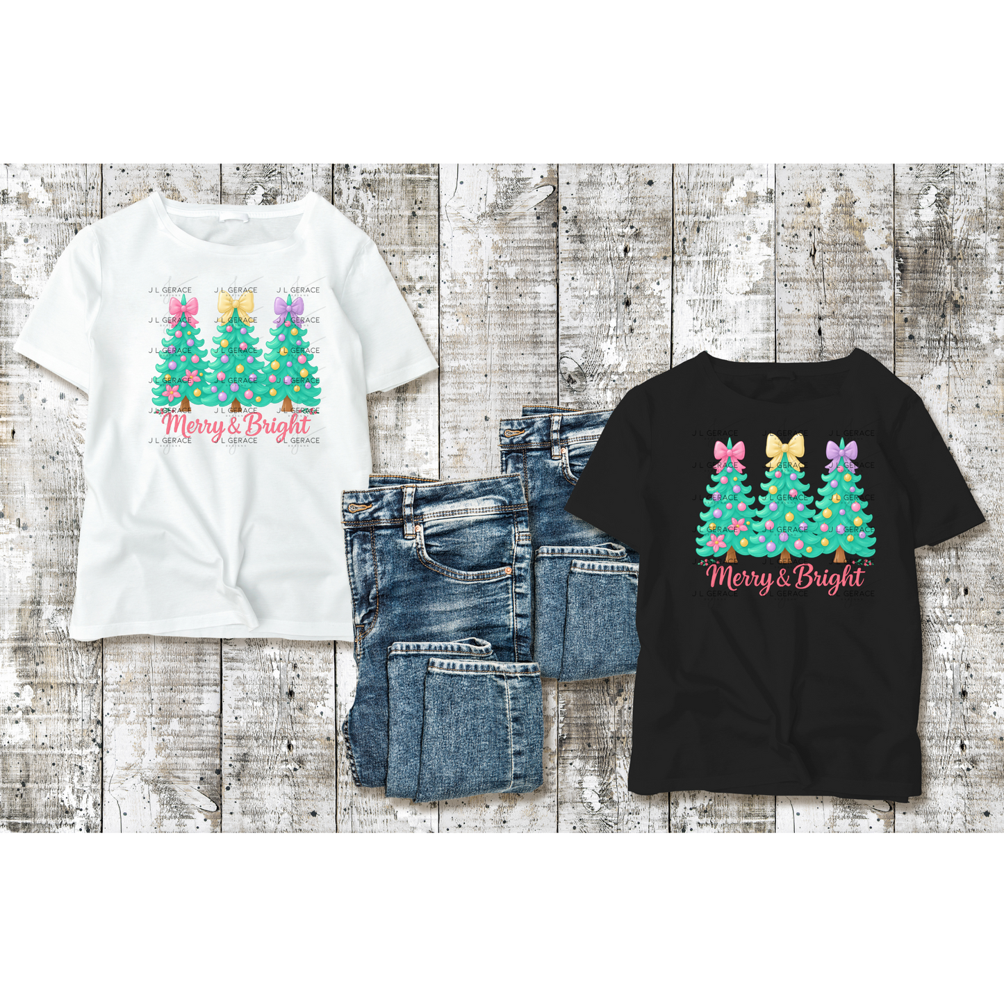 Merry & Bright Pastel Christmas Trees PNG Clipart