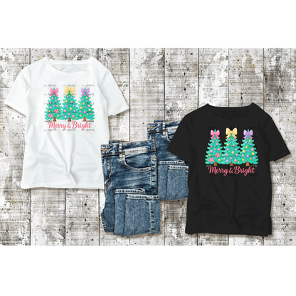 Merry & Bright Pastel Christmas Trees PNG Clipart