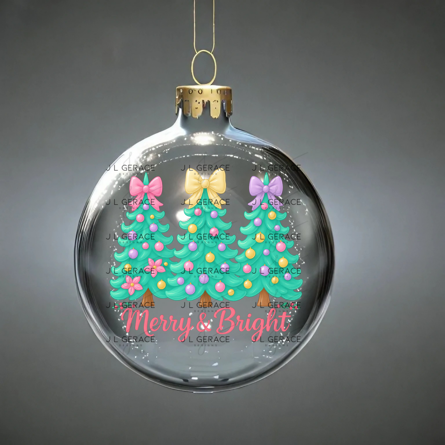 Merry & Bright Pastel Christmas Trees PNG Clipart