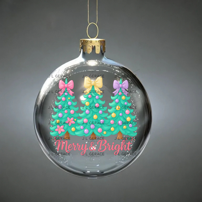 Merry & Bright Pastel Christmas Trees PNG Clipart