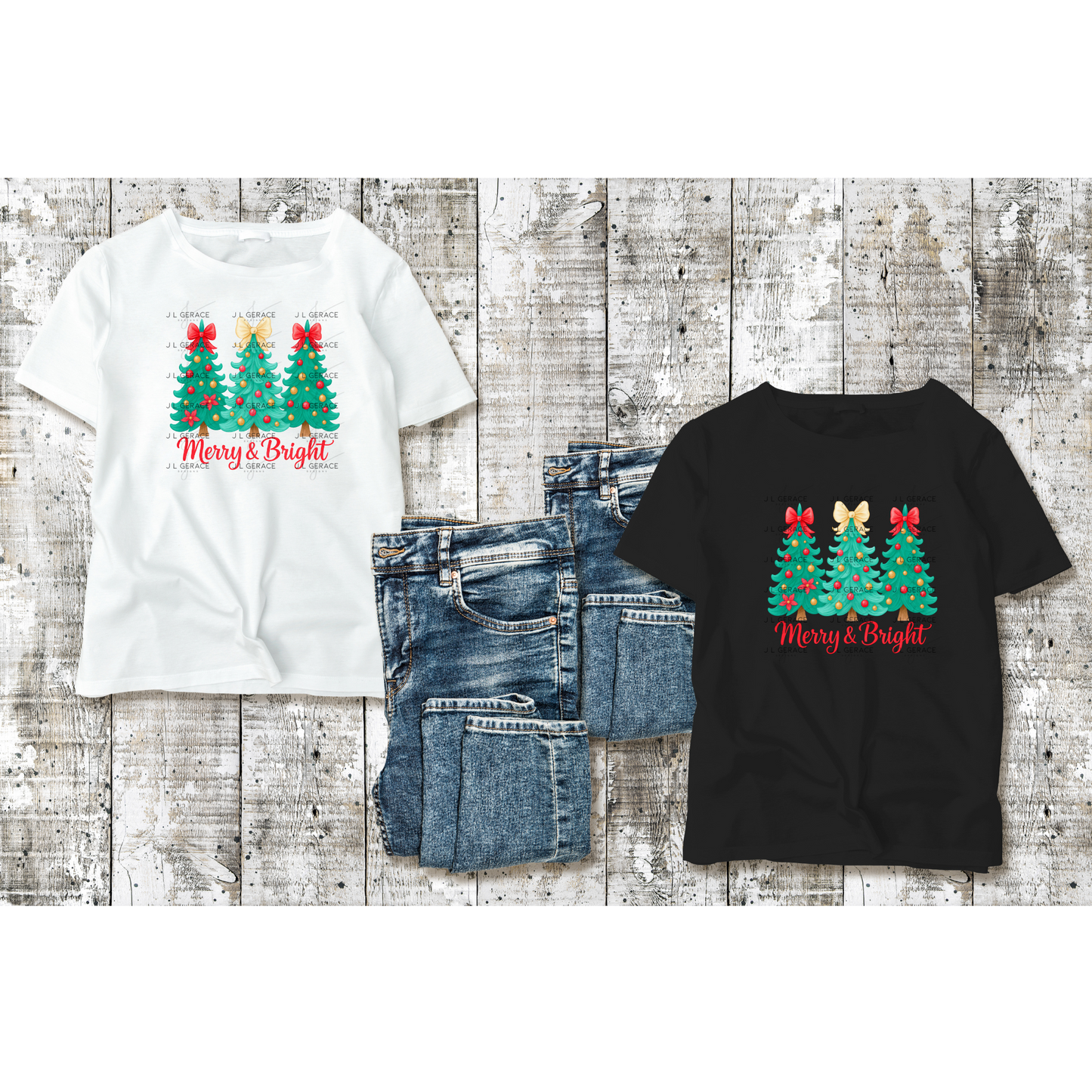 Merry & Bright Traditional Christmas Trees PNG Clipart