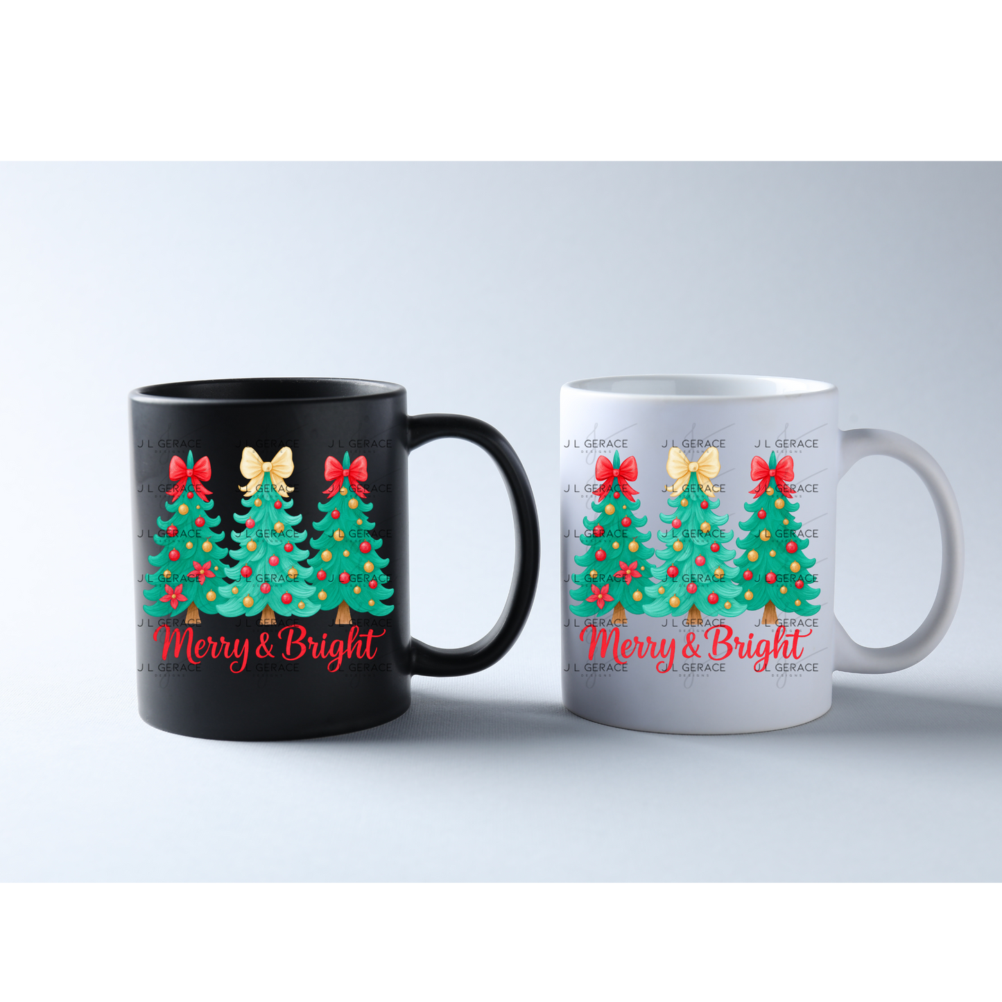 Merry & Bright Traditional Christmas Trees PNG Clipart