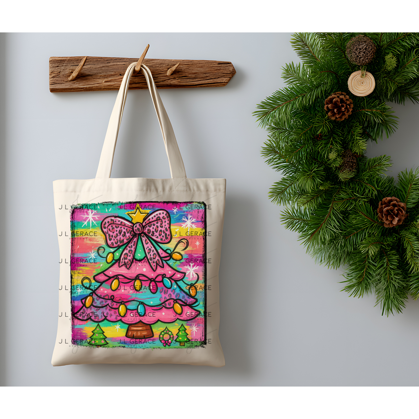Leopard Print Christmas Tree PNG Clipart – Colorful Painted Holiday Art